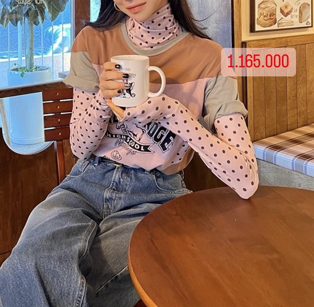 Gogirl Áo hồng chấm bi