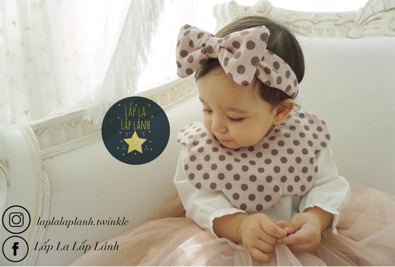 Yếm Vải Uidong Chấm bi Tím