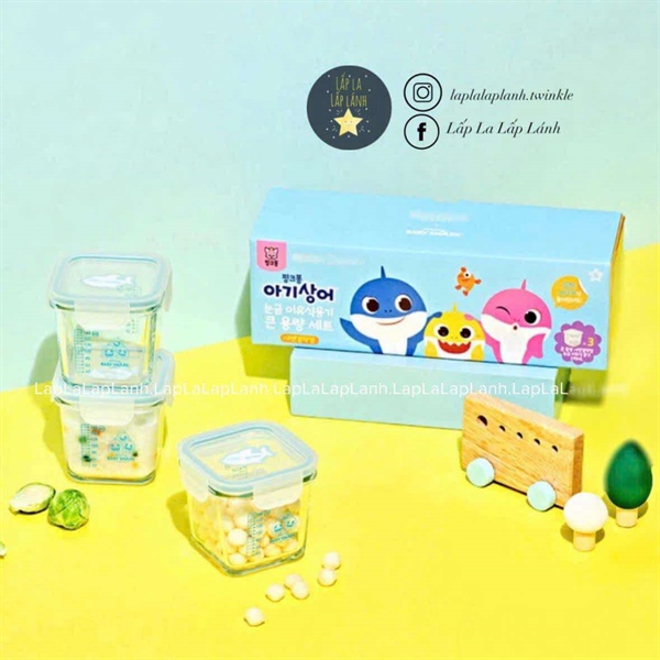 Glasslock Set 3 hũ trữ babyshark