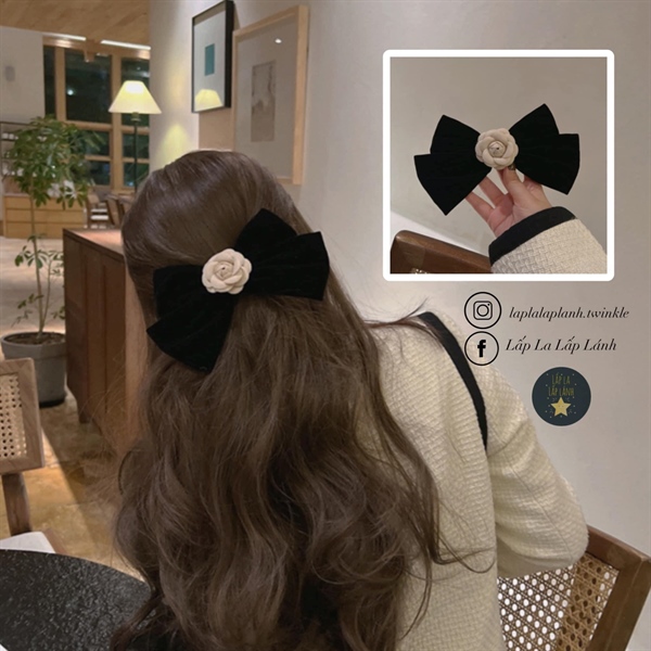 Byladies Kẹp tóc hoa Đen