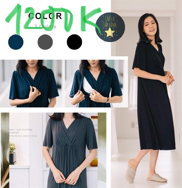 Konny Đầm bỉm sữa đan chéo Xanh Navy