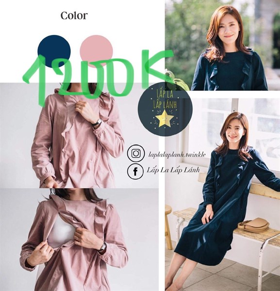 Konny Đầm bỉm sữa phối bèo Hồng