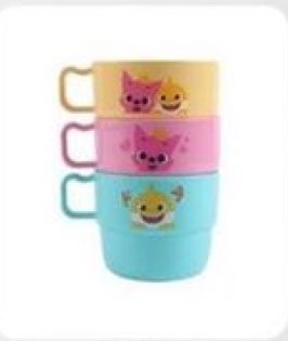 Aizoum Set 3 ly nhựa có quai Baby Shark