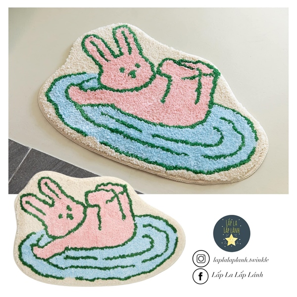 Dailylike Thảm thỏ hồng xanh