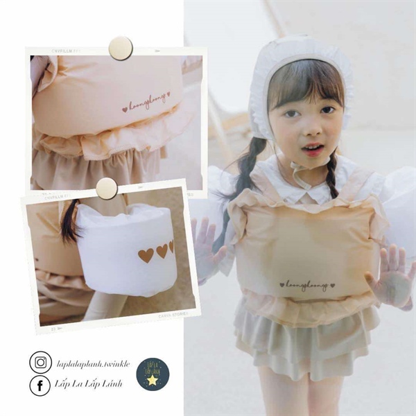 Koongskoongs Phao tay beige trái tim