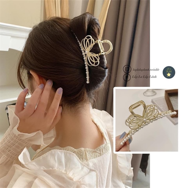 Byladies Kẹp tóc nơ ngọc trai