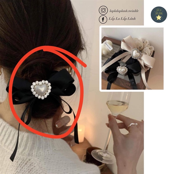 Byladies Scrunchies nơ trái tim Đen