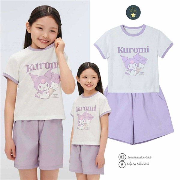 Spaokids Set quần áo Kuromi tím size 110