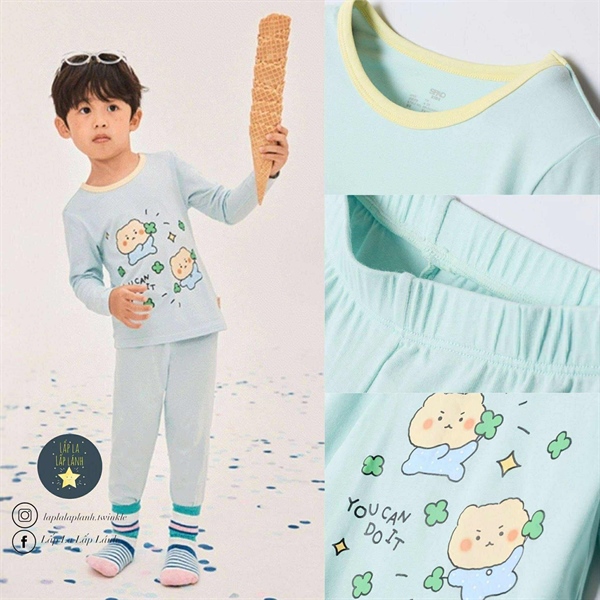 Spaokids Homewear SPLOGA9KU3 Mangomee xanh Mint dài tay cổ tròn size 130