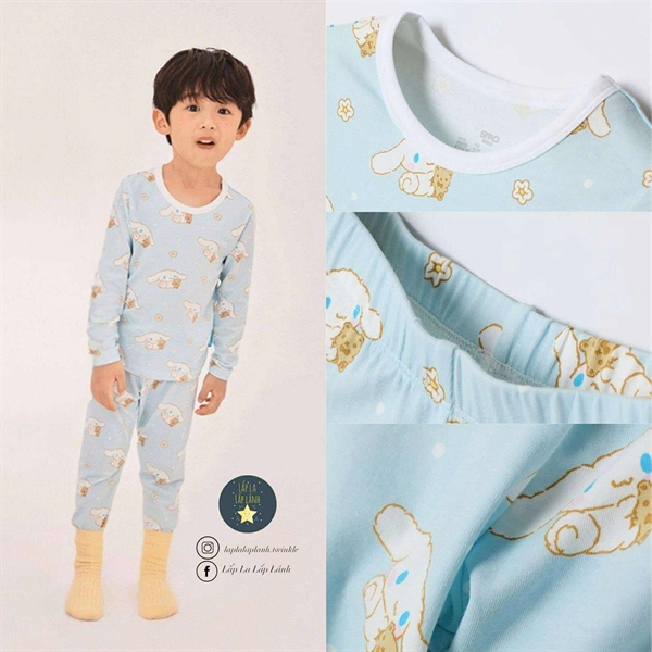 Spaokids Homewear SPLOGA9KU3 Cinnamoroll xanh Mint dài tay cổ tròn size 130