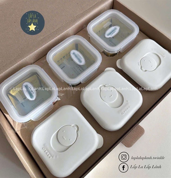 Glasslockbaby Set 6 hũ trữ thủy tinh 270mL Milk coconut