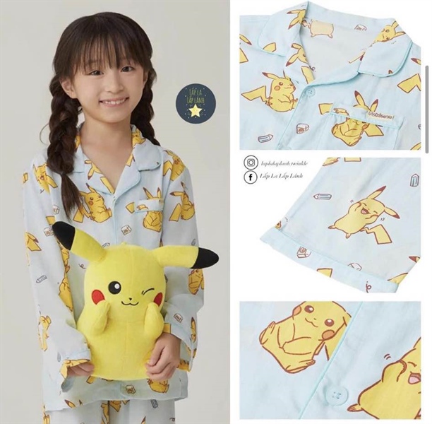 Spaokids Set pyjama Pikachu dài tay size 130
