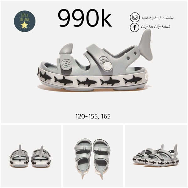 Crocs Sandal CRS210031 size 155 Cá mập xám