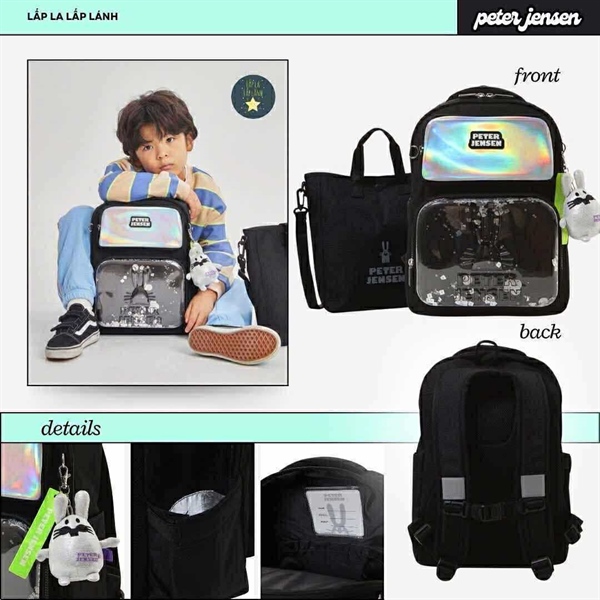 PeterJenSen Set balo PUS62UP01M_BK Đen