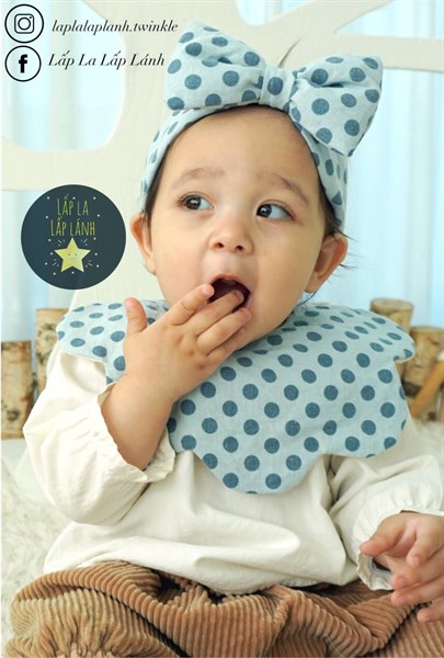 Yếm Vải Uidong Chấm bi Xanh Dương