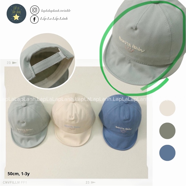 Rangubebe Nón in chữ xanh lá