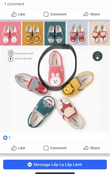 Ozkiz Slip on thỏ hồng size 180