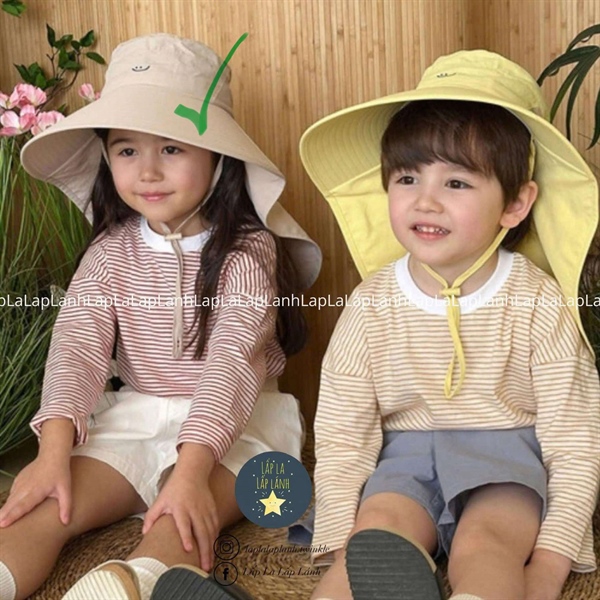 ECLL Nón rộng vành size cho vòng đầu 56-58cm Beige