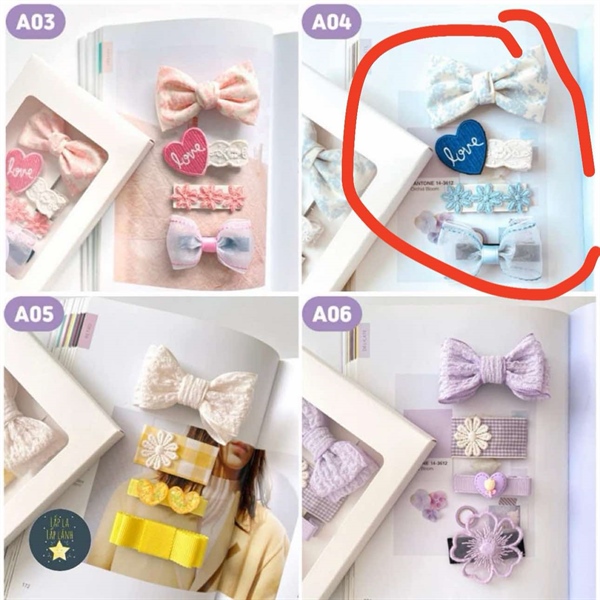 ReinaJ Set kẹp nơ xanh dương A04