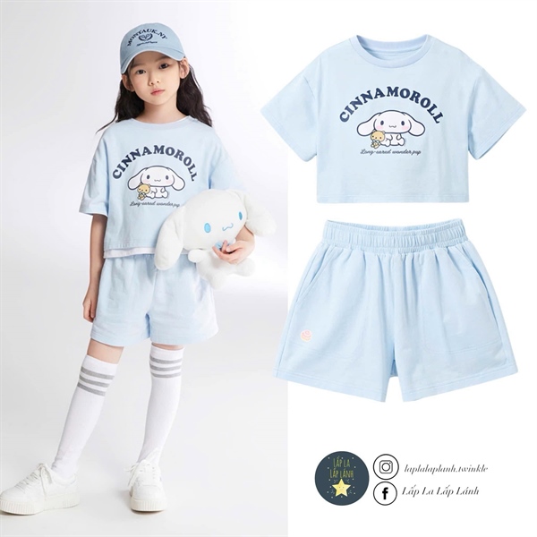 Spaokids Đồ bộ Cinnamoroll cotton ngắn tay size 140