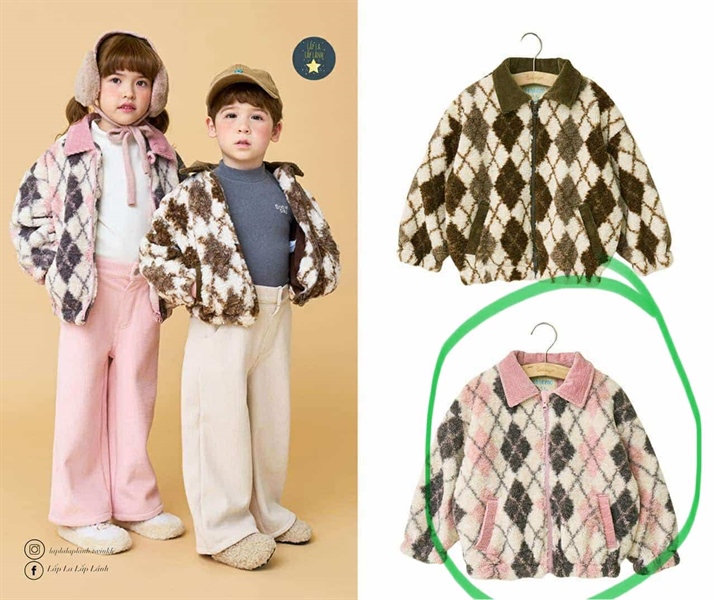 Bebezoo Áo khoác Caro hồng size 100