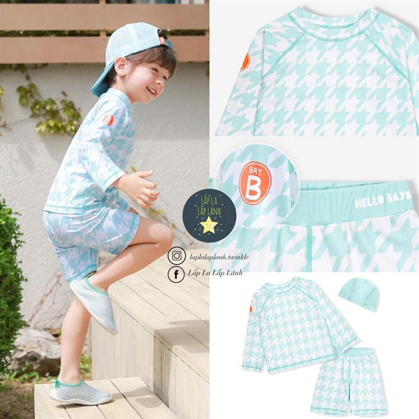 Bayb Set đồ bơi 3p caro mint bé trai size M