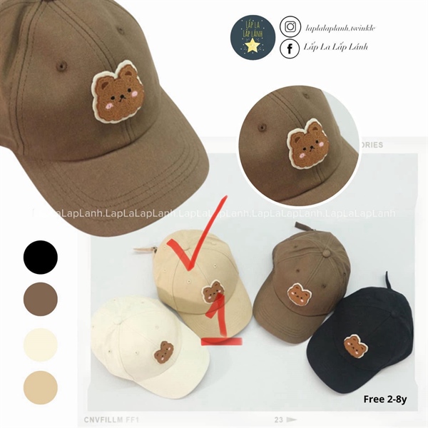 Rangubebe Nón lưỡi trai gấu Beige