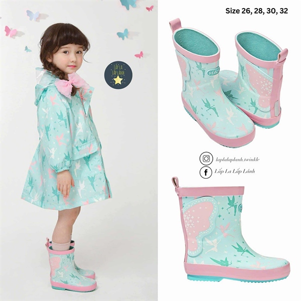 Has Ủng đi mưa bướm xanh mint size 28