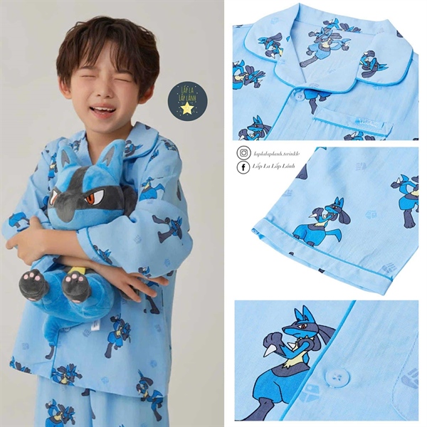 Spaokids Set pyjama Stick xanh dài tay size 140