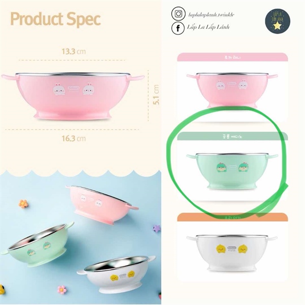 Edison Chén inox size lớn Khủng long xanh