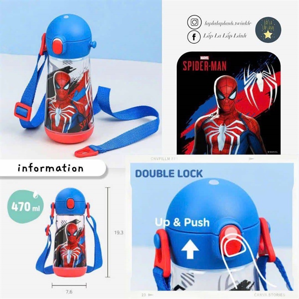 Lilfant Bình nước Spiderman 470mL