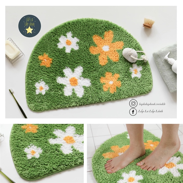 Dailylike Thảm chân hoa xanh