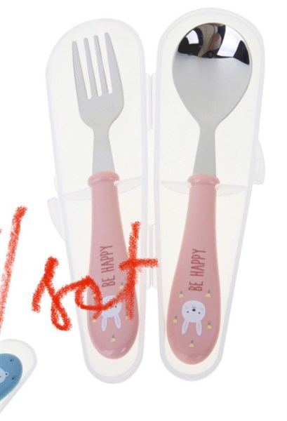 Modern House Set Muỗng nĩa Thỏ hồng be happy