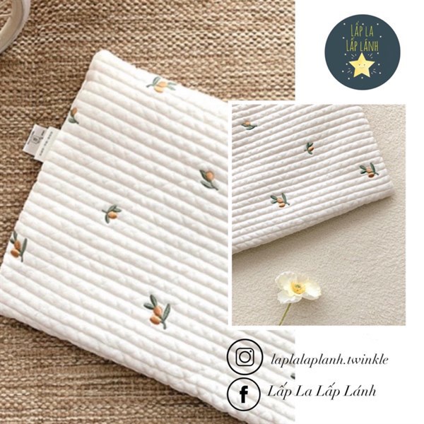 Dottodot Thin Pillow chữ nhật họa tiết thêu Olive