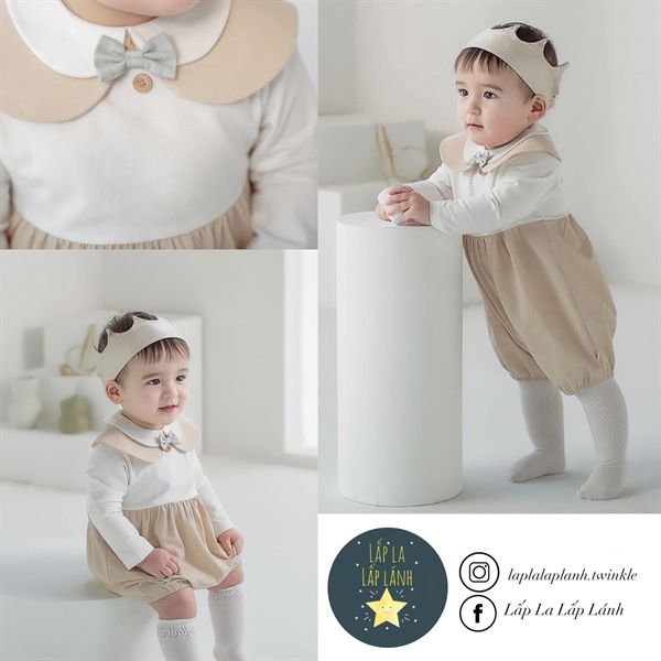 Happy Prince Bodysuit Nơ Beige Tay Dài size M