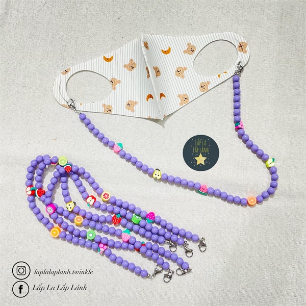 LucyQueen Dây Khẩu Trang Bi Trái Cây Tím