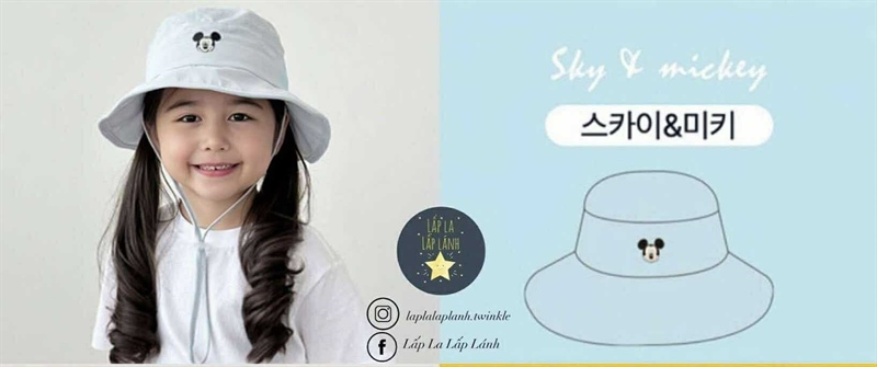 ECLL Nón bucket Mickey Xanh Blue