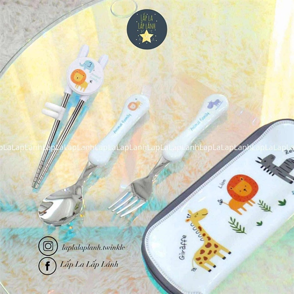 Dongyang Set muỗng nĩa đũa kèm túi đựng Animals