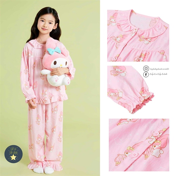 Spaokids Set pyjama Melody dài tay cổ bèo size 120