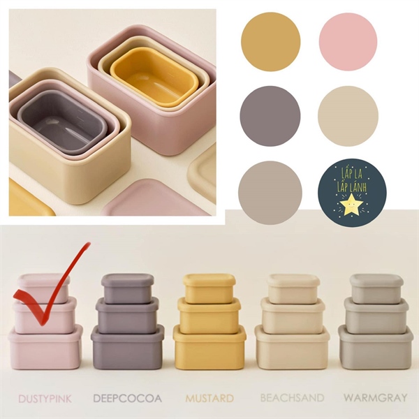 Coaacoaa Set hộp trữ thức ăn 3 dung tích Pink