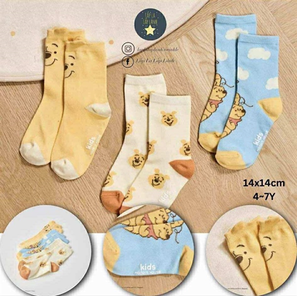 ModernHouse Set vớ 3p gấu Pooh size 4-7Y