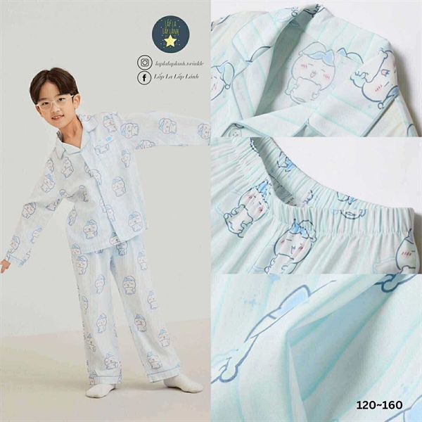 Spaokids Set pyjama SPPPF49KU6 dài tay cổ V