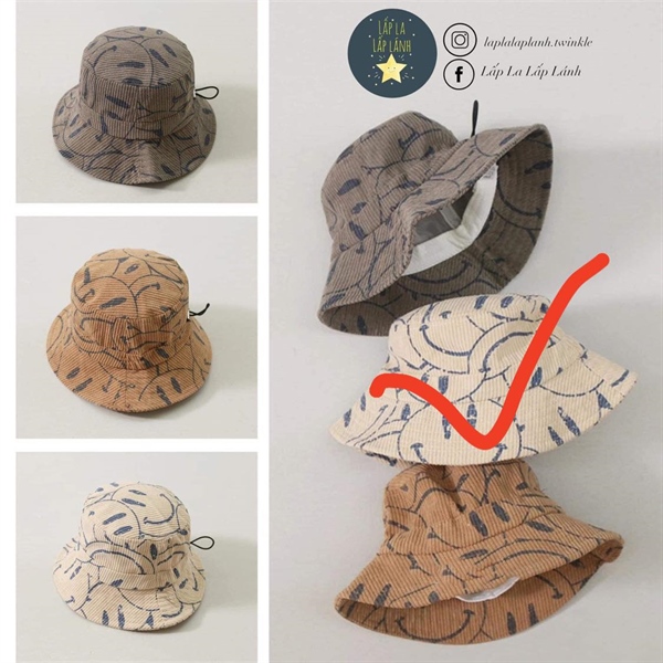 Rangubebe Nón tai bèo mặt cười Beige