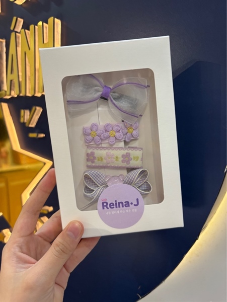 ReinaJ Set kẹp Gấu tím