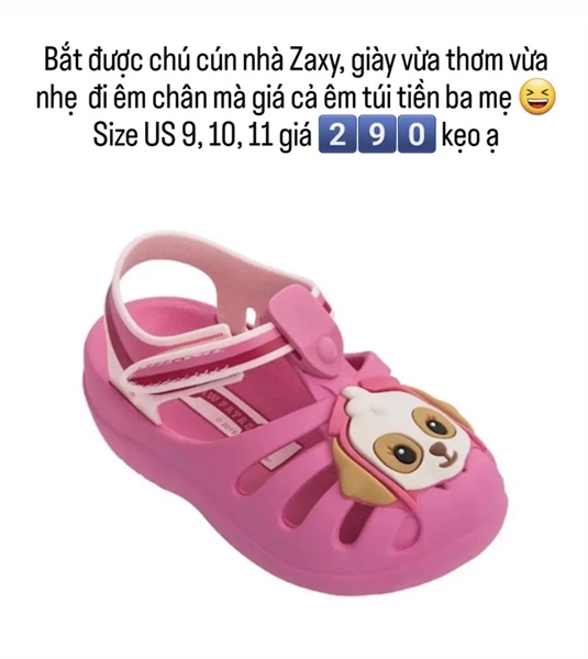 Zaxy Sandal 986504 Grendene cún hồng size 160
