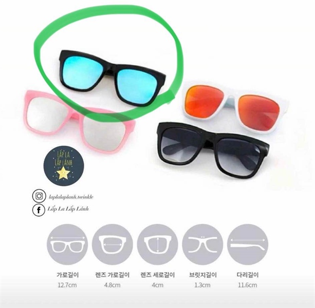 Bayb Kính mát tráng gương gọng Đen tròng Xanh Blue