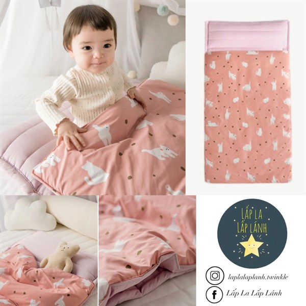 Juhodeco Set ngủ Mèo trắng nền Hồng