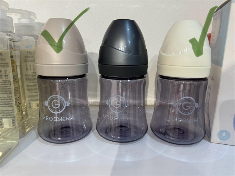 Grosmimi Bình sữa ver Dark nắp Beige