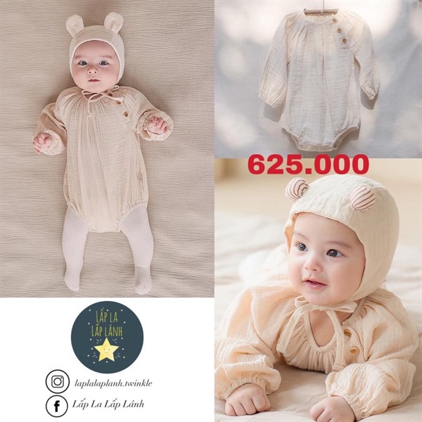 Happy Prince Romper Vải Nhúm 3 Nút