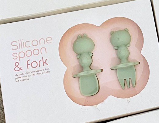 Jellymom Friends Set Muỗng + Nĩa Gấu Xanh Mint